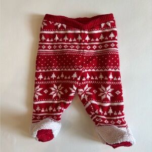 Baby Gap 3-6m cozy lined knit sweater pants fair Christmas isle red and white